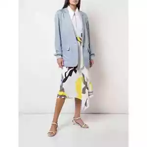 Blazer Tibi Suave Botón Único Cupro Azul Claro Manga Puño Talla 2 Nuevo con Etiquetas $595 - Imagen 1 de 9