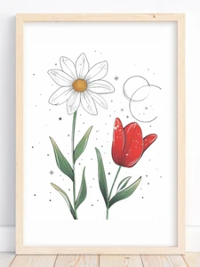 Floral Kunstdruck, Minimalistisch Floral Botanical Natur Wandbild Deko Druck #77 - Bild 1 von 2