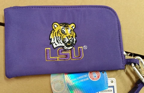 LSU Louisiana State Tigers  ID Wallet Wristlet Cell Phone Case Charm 14 Purse Cover