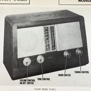 1946 Pilot Radio Model T-510 511 Wire Schematic Service Manual Vintage Original - Picture 1 of 2