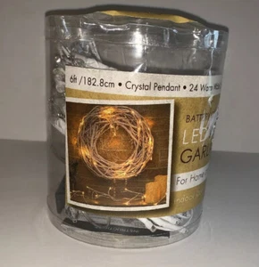 6ft Battery Operated LED Lighted Crystal Pendant Garland 24 Warm White Light NIB - Picture 1 of 8