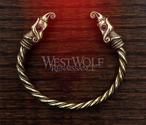 Gold Viking Odin's Ravens Bracelet - Hugin & Munin - Norse/Medieval/Jewelry/Torc