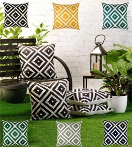 4 Pack Waterproof Garden Cushion Covers Boho Tribal design 18 inch 45 cm Square - Picture 1 of 23