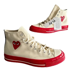Converse CDG Comme des Garcons Play Chuck Taylor 70 Hi 10 Beige Rot Größe 11 - Bild 1 von 23