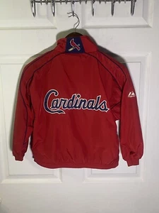 VINTAGE MAJESTIC ST LOUIS CARDINALS WINDBREAKER JACKET Size 8 SWEATSHIRT ZIP UP - Picture 1 of 4