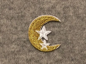 1Crescent Moon Embroidered Iron On Patch Badge Star Sky Space Spark Celestial - Picture 1 of 3
