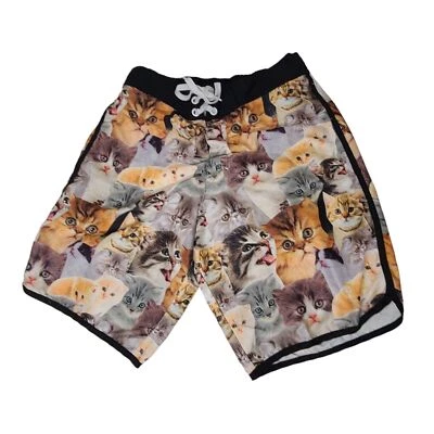 BioWorld Men's SZ Small Swim Trunks Kitten Cat Print Lined Pockets Cruise Beach - Image 1 of 4