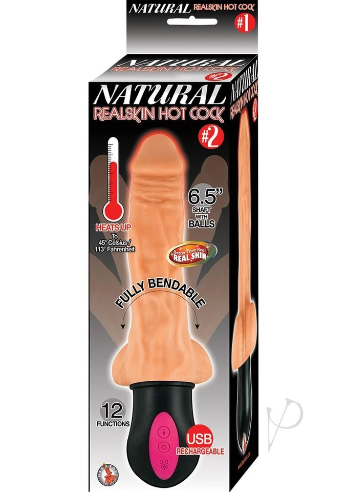 Natural Realskin Hot Cock #2 Rechargeable Warming Vibrator 6.5in - Vanilla - Image 1 of 3