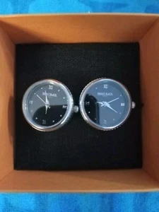 Penny Black 40 Sterling Silver Gold Tone Black Clock Watch Cufflinks - Picture 1 of 7
