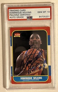Dominique Wilkins Signed 1986 Fleer #121 Card Autograph PSA/DNA GEM MINT 10 AUTO - Picture 1 of 4