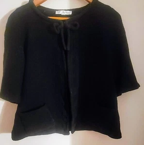 ST JOHN COLLECTION Santana Strick Ellbogen Länge Ärmel Schleife schwarz Jacke Größe: 10 - Bild 1 von 7