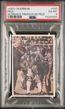 PSA 6 EX-MT Pele 1977 Errege #193 Rare Trading Card Glorias e Trofeus de Pele