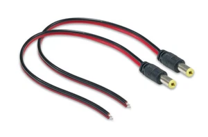 Male DC Power Plug 2.1mm x 5.5mm To 22 AWG Power Cable (2 Pack) - Picture 1 of 1
