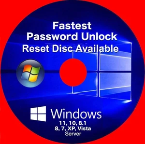 Windows Instant Password Reset Disc for Win 11, 10, 8.1, 8, 7, XP, Vista, Server - Picture 1 of 2