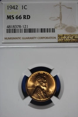 1942 NGC 1C MS66RD LINCOLN WHEAT CENT #B51268 - Image 1 of 2