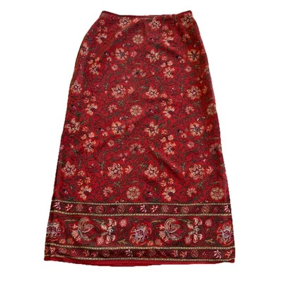 Charter Club 100% Silk Midi Skirt Womens 10 Earthy Boho Peasant Thanksgiving - Image 1 of 4