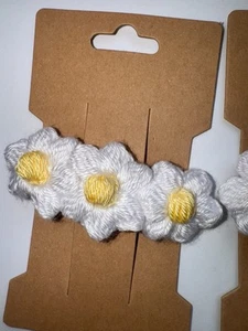 Handmade Crochet Daisy Hair Clip – White & Yellow Barrette – Cute Floral Gift - Picture 1 of 9