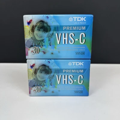 Novo TDK Premium VHS-C Filmadora Fitas 30 Minutos Pacote com 2 Pares Selados de Fábrica - Imagem 1 de 4