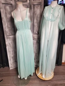 S-M De Colección Años 70 80 Largo NOVIA FLooR LeNgTH Nylon CHIFÓN BATA CAMISÓN PEIGNOIR - Imagen 1 de 11
