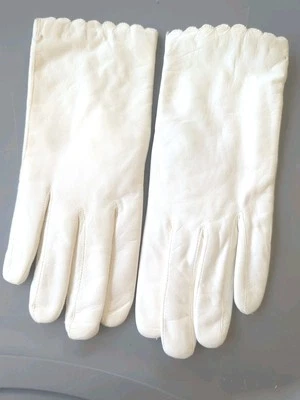 Guantes de cuero blancos para mujer forrados de acrílico talla 7 nuevos en bolsa vintage años 1950-60 Foto 1 de 4