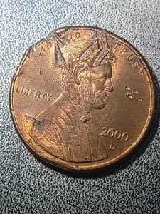 2000 D One Cent Mint Error Debris Strike - Picture 1 of 6