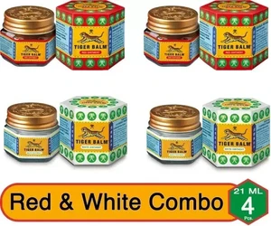 Tiger Balm Red & White Ointment Combo (21ml, Pack of 4) Balm (4 x 21 ml) - Picture 1 of 1
