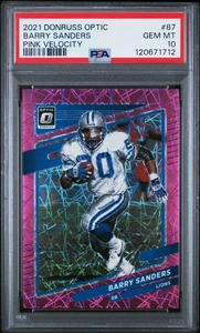 BARRY SANDERS 2021 PANINI DONRUSS OPTIC PINK VELOCITY CARD #51/79 PSA GEM MT 10! - Picture 1 of 1