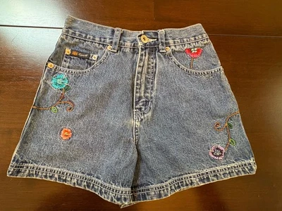 Pantalones Cortos De Colección Y2K Niñas Talla 10 Bordados Ruta 66 Años 90 Flores Denim Cuentas Foto 1 de 4