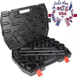 3/4" Drive Impact Socket Set For SAE (7/8" to 2") and Metric (22 to 50 mm) Size - Picture 1 of 10