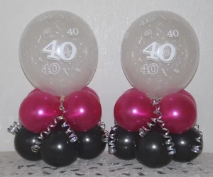 40th Birthday 2 / 6 / 12 Pack Table Balloon Decoration Display Kit - Pink/Black - Picture 1 of 6