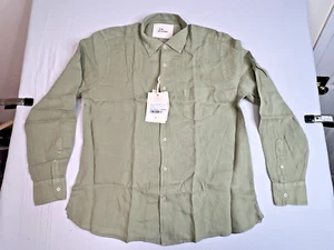 Manebi Herren Washed Linen LS Button-Up Panama Hemd Salbei Gr. XL Made In Italy - Bild 1 von 14
