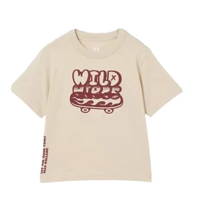 Cotton:On Kids Toddler Short Sleeve Tee T-Shirt "Wild Vibes" Skateboard Size 4 - Picture 1 of 4