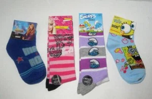 Planet Sox Girls Lot of 4 pairs of socks size 4-6 shoe size 7-10 NWT Barbie Smur - Picture 1 of 2