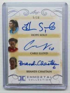 2018 Leaf Immortal Collection Hope Solo Carli Lloyd Brandi Chastain Auto /10 - Picture 1 of 2