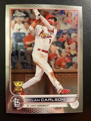 2022 Topps Chrome Dylan Carlson #158 Rookie Cardinals Baseball Card - Image 1 of 2