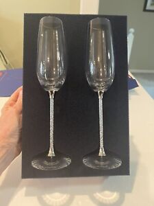 Swarovski Crystal Crystalline Champagne Flutes 1 Pair NIB