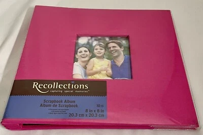 NUEVO Álbum de recortes de tela de recuerdos 8" X 8" páginas de fotos CD bolsillo rosa oscuro Foto 1 de 4