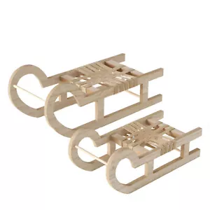 Deko Holz Schlitten 2er Set - 37/27 cm - Winter Tisch Dekoration Weihnachtsdeko - Bild 1 von 3