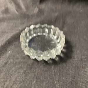 Vintage FOSTORIA Glass Candle Holder American Cubist Clear Shallow Dishe - Picture 1 of 6