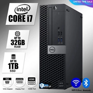 DELL Desktop Computer PC i7,up to 32GB RAM,1TB m.2 SSD, Windows 10/11, WiFi - Picture 1 of 7