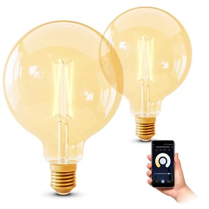 2x EYLA Globe E27 LED filamento lampadina WLAN dimmerabile lampada CCT Alexa, Google & Siri - Foto 1 di 8