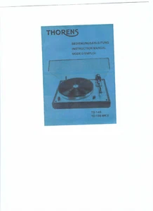 Manual de instrucciones Thorens para TD 146 - TD 166 MKII Copy - Imagen 1 de 1