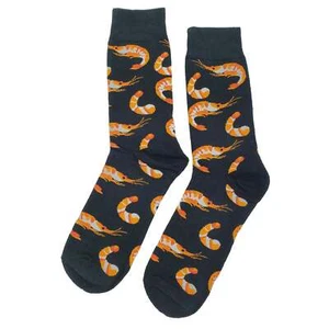 NWT Shrimp Dress Socks Novelty Men 8-12 Black Crazy Fun Sockfly - Picture 1 of 5