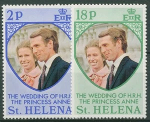 Santa Elena 1973 boda de la princesa Ana uns Mark Philips 264/65 nuevo - Imagen 1 de 1