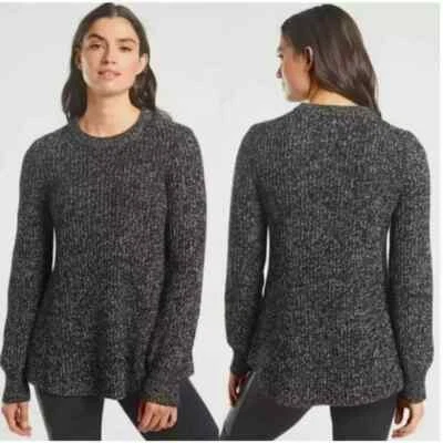 Suéter Athleta Sierra Crew para mujer pequeño jaspeado negro mezcla de lana Foto 1 de 4