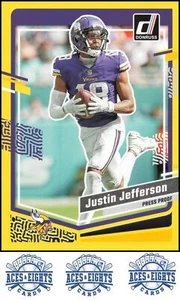 2023 Donruss Justin Jefferson Press Proof Yellow Minnesota Vikings #196 - Picture 1 of 2