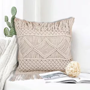 Makramee Kissenbezug Handarbeit Baumwolle - Farbe Natur/Off White #2 - Bild 1 von 5