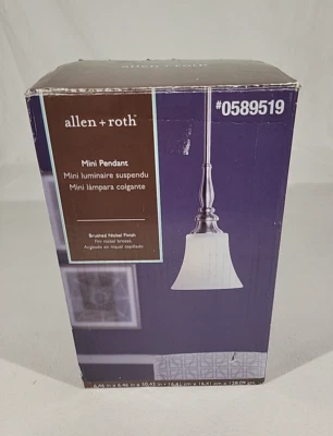 Burnished Nickel Modern Bell Pendant Light Complete With Globe Allen + Roth New - Image 1 of 4