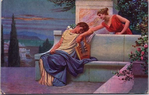 Romantic Couple In Love Vintage Postcard B195 - Picture 1 of 2