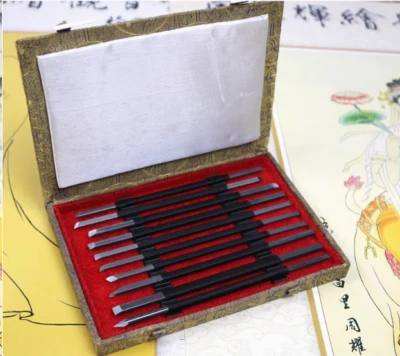15PCS DIY Steel Gravers Chisel Stone Seal Craft Wood Carving Engraving Tool Set - Image 1 of 2
